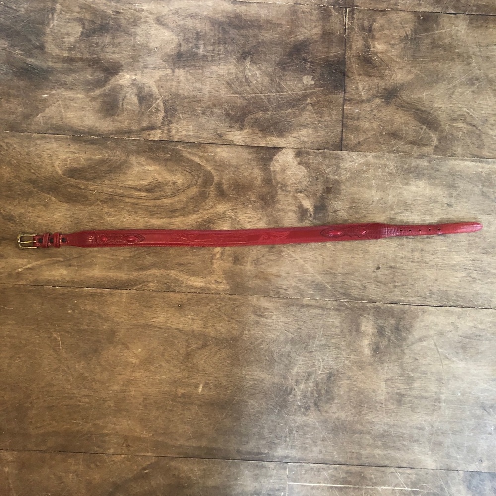 Red genuine leather belt